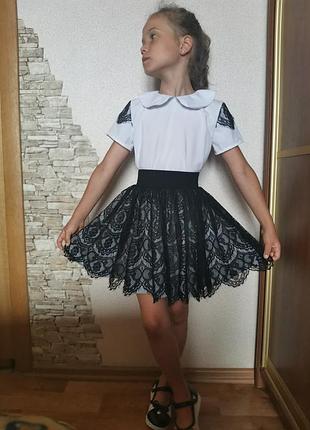 Юбка кружевная школьная