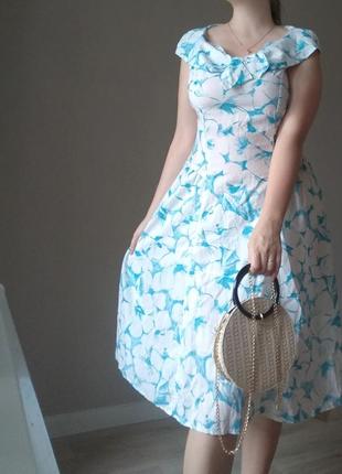 Винтажное платье из натуральной ткани платье ретро2 фото