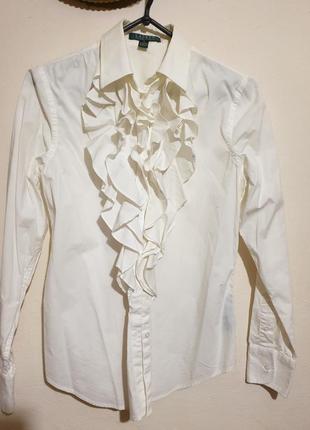Коттоновая рубашка с рюшей ralph lauren