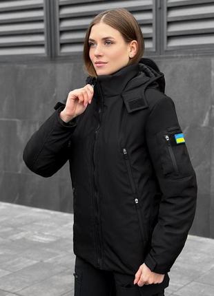 Черная зимняя женская куртка pobedov motive4 фото