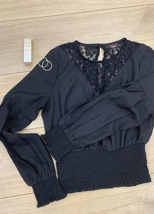 Черная блуза с гипюром2 фото
