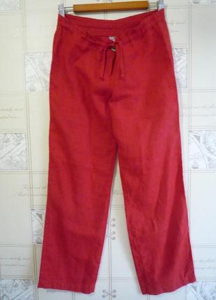 Мастерская яковлевых красные льняные брюки паруса штаны палаццо свободного кроя на кулиске лен2 фото