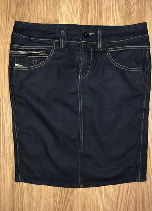 Diesel джинсовая юбка тёмно-синяя с вырезом