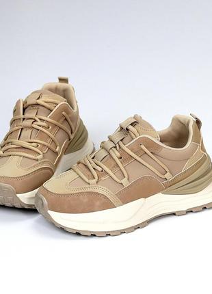 Бежеві кросівки жіночі еко-шкіра демі, кросівки plaid, бежевые кроссовки plaid 36-41р код 19991