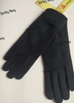 Черные женские теплые перчатки