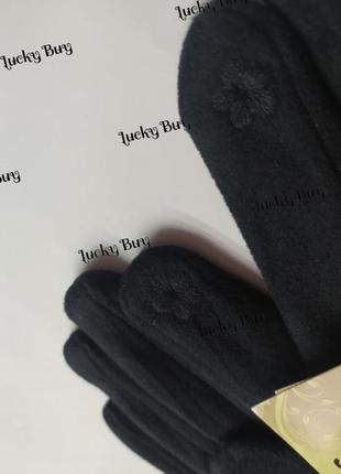 Черные женские теплые перчатки