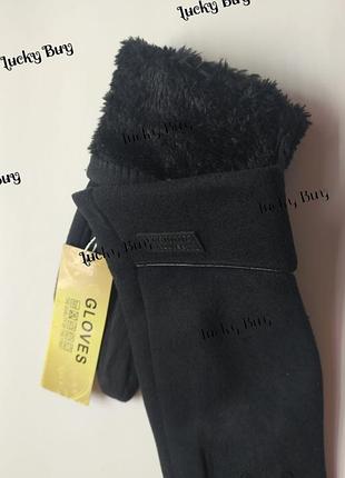 Черные женские теплые перчатки