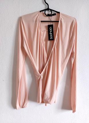 Персиковая блуза на запах1 фото