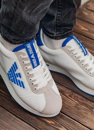 Кросівки emporio armani ea7 cortez white blue5 фото