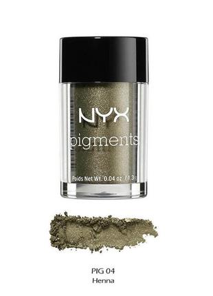 Nyx professional makeup pigments пигмент для макияжа, тени для глаз, шимер,  pig 04, оливковый , темно-зеленый1 фото