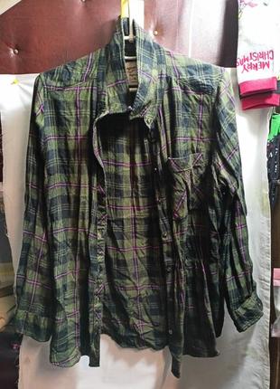 Рубашка в клетку хаки arizona jeans3 фото