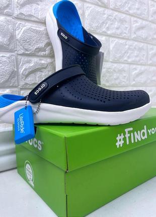 Крокси сабо crocs literide clog navy/white&nbsp;Синие лидер продаж1 фото