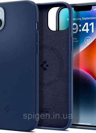 (без коробки) чехол spigen для iphone 14 - silicone fit mag, navy blue(acs05068)