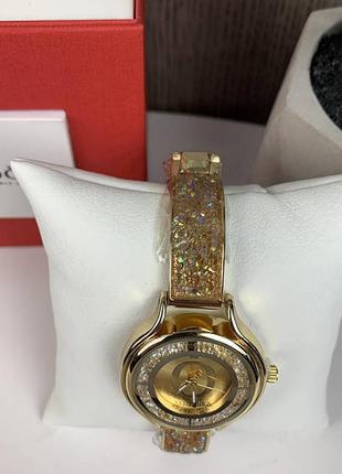 Модний жіночий наручний годинник  гірський кришталь , годинник-браслет із камінчиками золото4 фото