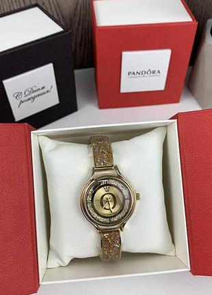 Модний жіночий наручний годинник  гірський кришталь , годинник-браслет із камінчиками золото2 фото