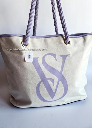 Женская сумка-шопер victoria's secret бежева, виктория сикрет оригинал