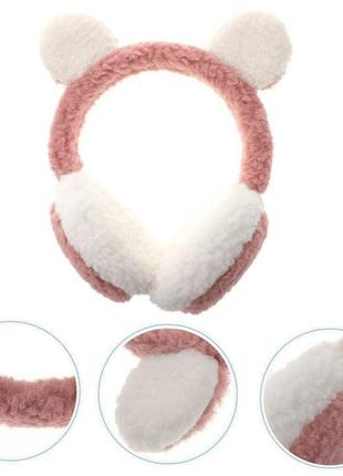 Детские мягкие плюшевые наушники розовые