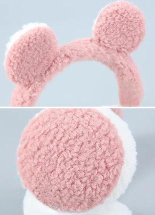 Детские мягкие плюшевые наушники розовые
