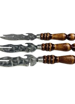 Вилка-нож для снятия мяса с деревяной ручкой "кизляр" (поштучно)