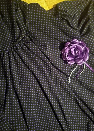 Нарядная кофточка (блуза, футболка) фиолетового цвета в мелкий сиреневый горошек2 фото