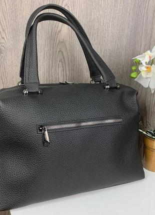 Женская сумка большая эко кожа черная3 фото