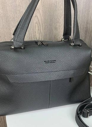 Женская сумка большая эко кожа черная5 фото