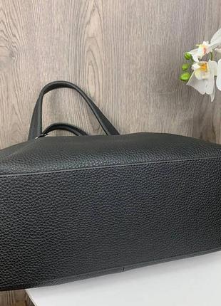 Женская сумка большая эко кожа черная6 фото
