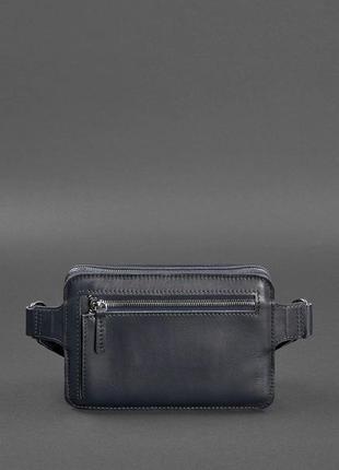 Шкіряна поясна сумка dropbag mini темно-синя4 фото