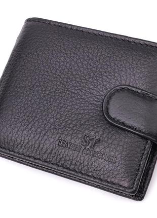 Невеликий місткий гаманець із натуральної шкіри st leather 22456 чорний