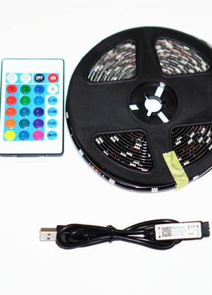 Світлодіодна стрічка 5v usb led 5050 bluetooth rgb комплект 5 метрів, різнобарвна (керування через телефон)6 фото