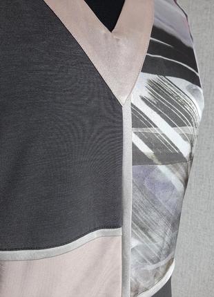 Комбинированная удлиненная футболка серо бежевая размер м-l9 фото