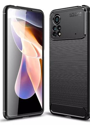 Чохол fiji ultimate carbon для xiaomi poco x4 pro 5g противоударный бампер чорний