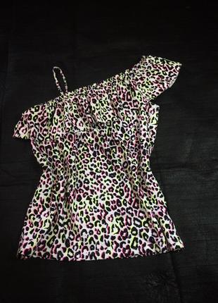 Топ на одне плече, леопардовий принт