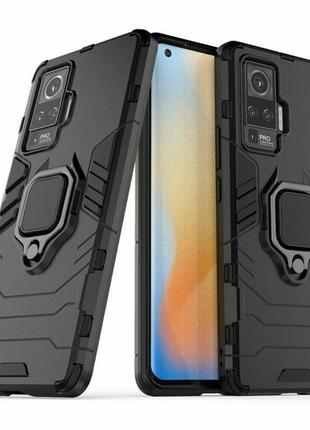 Чехол fiji ring для vivo x50 pro бронированный бампер с кольцом черный