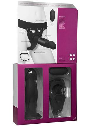 Страпон унісекс doc johnson body extensions — be risque, вібрація, пульт керування, порожниста насадка 8