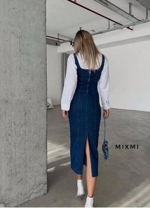 Женский комплект  блуза + сарафан плотный турецкий джинс2 фото