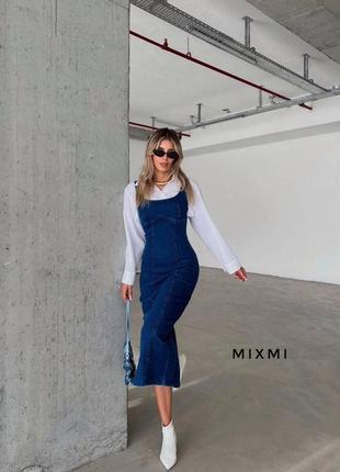 Женский комплект  блуза + сарафан плотный турецкий джинс3 фото