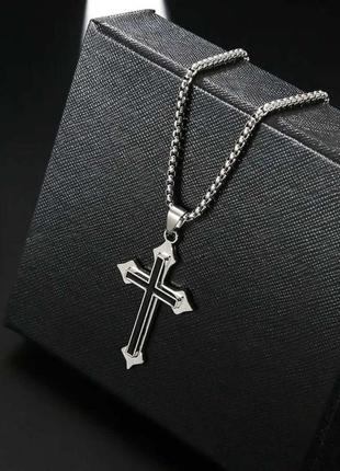 Стильний сталевий хрест воїна на ланцюжку