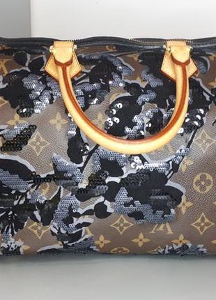 Сумка louis vuitton lv monogram fleur de jais speedy 30 limited edition4 фото