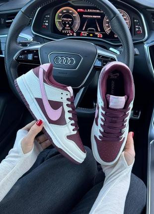 Жіночі кросівки nike sb dunk low beige burgundy 36-37-38-39-40-41