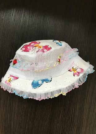 Летняя легкая панамка, шляпка девочке с бабочками3 фото