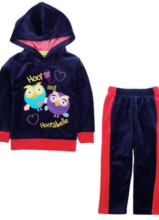 Велюровый детский спортивный костюм для девочки сова nova примерно 4-5 лет 110 рост
