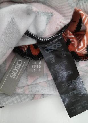 Літній приталене трикотажне коротке плаття asos/s/коттон/орнамент зигзаг5 фото