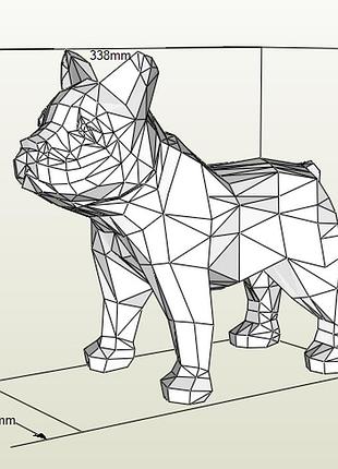 Paperkhan 3d конструктор из картона полигональная фигура собака французский бульдог декор интерьерная настольная скульптура