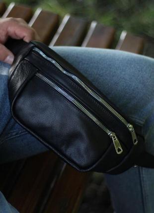 Сумка мужская-женская барсетка черная сумочка,сумки-бананки из кожи5 фото