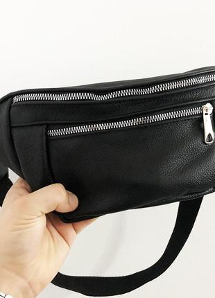 Сумка мужская-женская барсетка черная сумочка,сумки-бананки из кожи8 фото