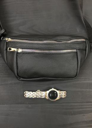 Сумка мужская-женская барсетка черная сумочка,сумки-бананки из кожи6 фото