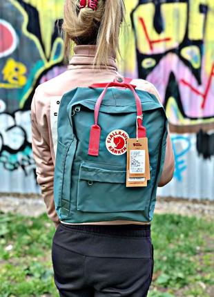 Рюкзак fjallraven kanken green red купити фьялравен канкен зелений червоний1 фото