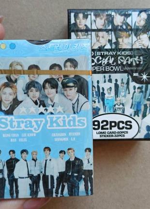 Ломо карти стрей кідз (блакитні) lomo cards stray kids social path super bowl 60 карток +32 стікери
