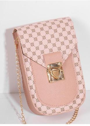 Маленькая женская сумка для телефона розовая pink1 фото
